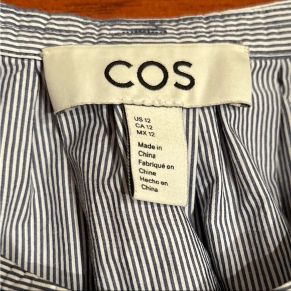 COS Blue Striped Balloon Sleeve Blouse - Picture 8 of 9